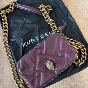Kurt Geiger Brown and Gold Crossbody Bag with Quilted Design